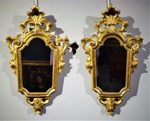 Miroirs, Trumeaux  - Paire de miroirs vénitiens du 18e siècle